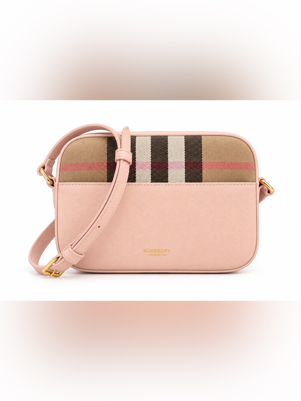 Sale ends 9/13 Burberry Small House Check Leather Camera Bag pink